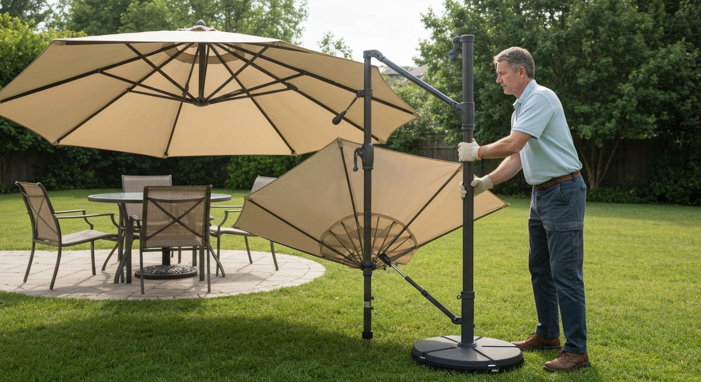 how to take down patio umbrella
