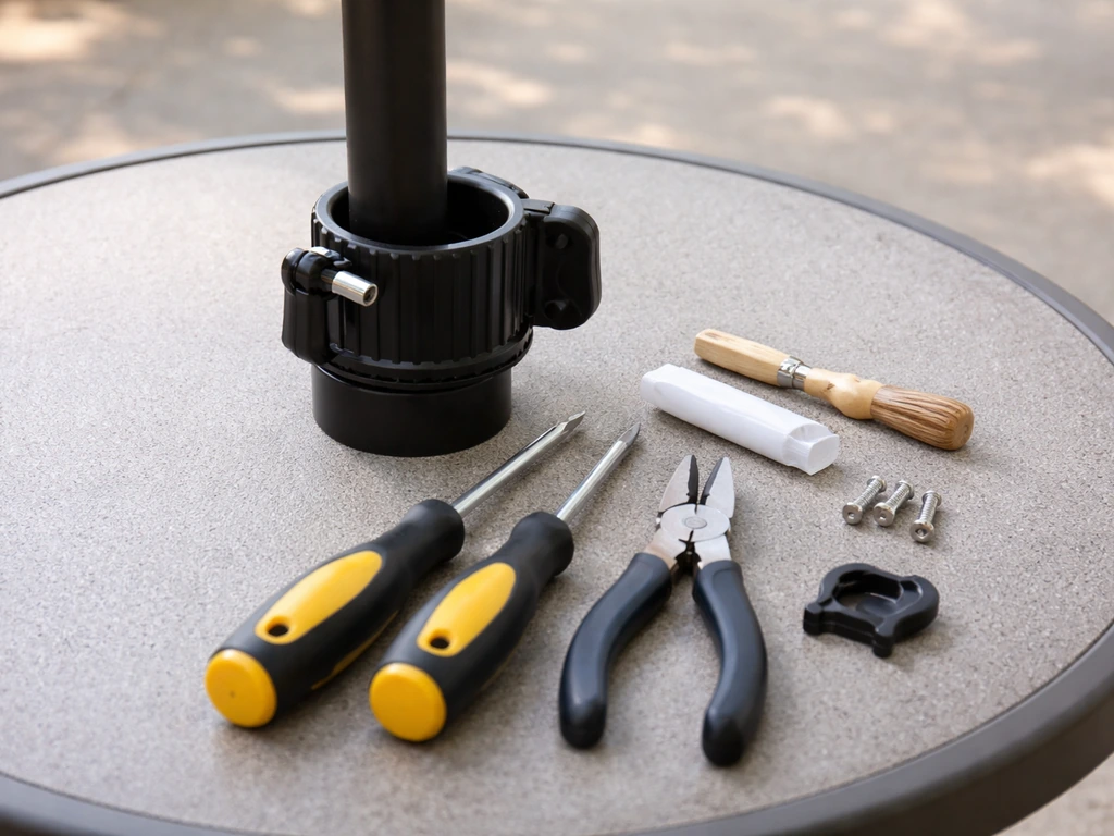 how to repair the tilt mechanism on a patio umbrella