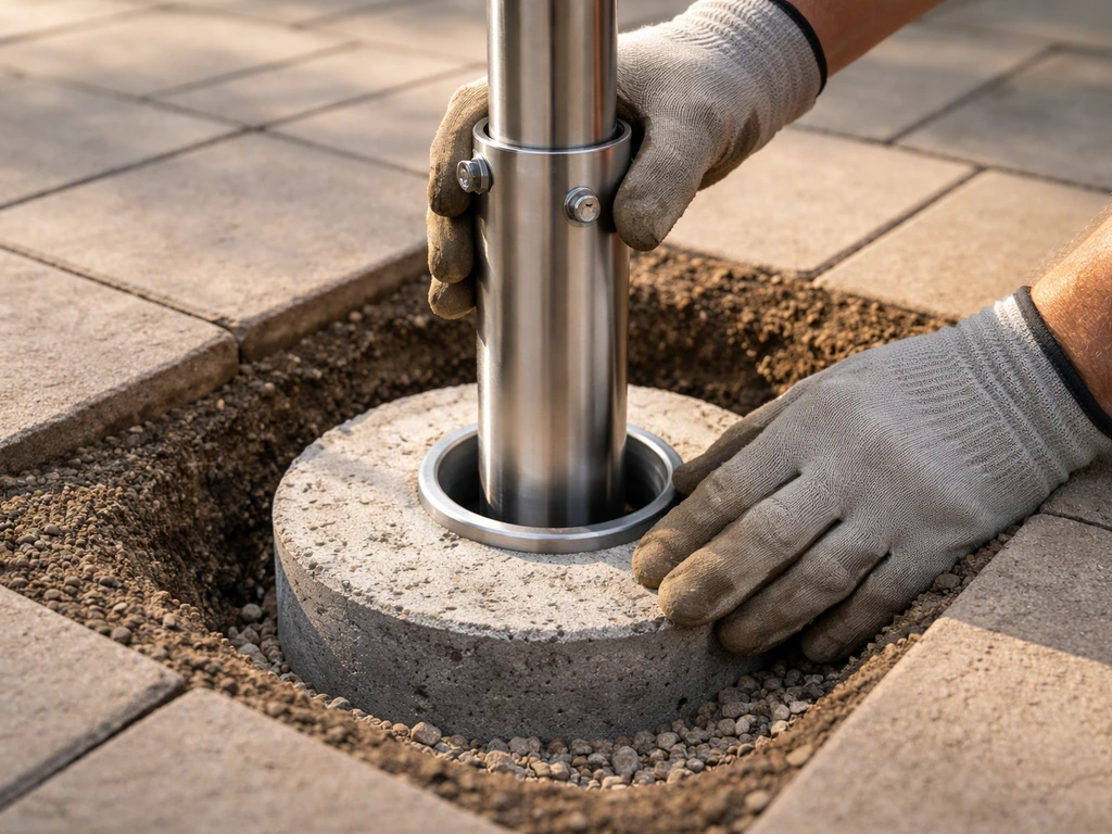 how to put patio umbrella in-ground